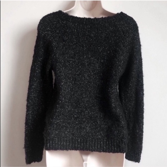 GAP soft wool bouclé boat neck black sweater xs - Picture 3 of 8